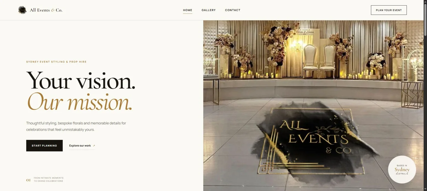All Events & Co website preview